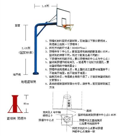 金陵篮球架安装尺寸示意图及注意事项-第3张图片-www.211178.com_果博福布斯